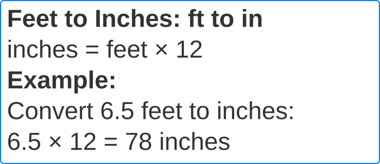 feet to inches formula and example
