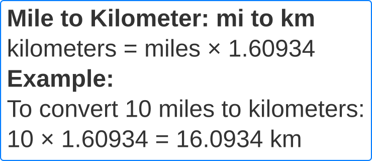 mile to kilometer conversion